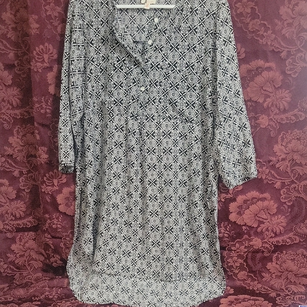 Fig & Flander Black and White Geometric Mini Dress Women's Size XL